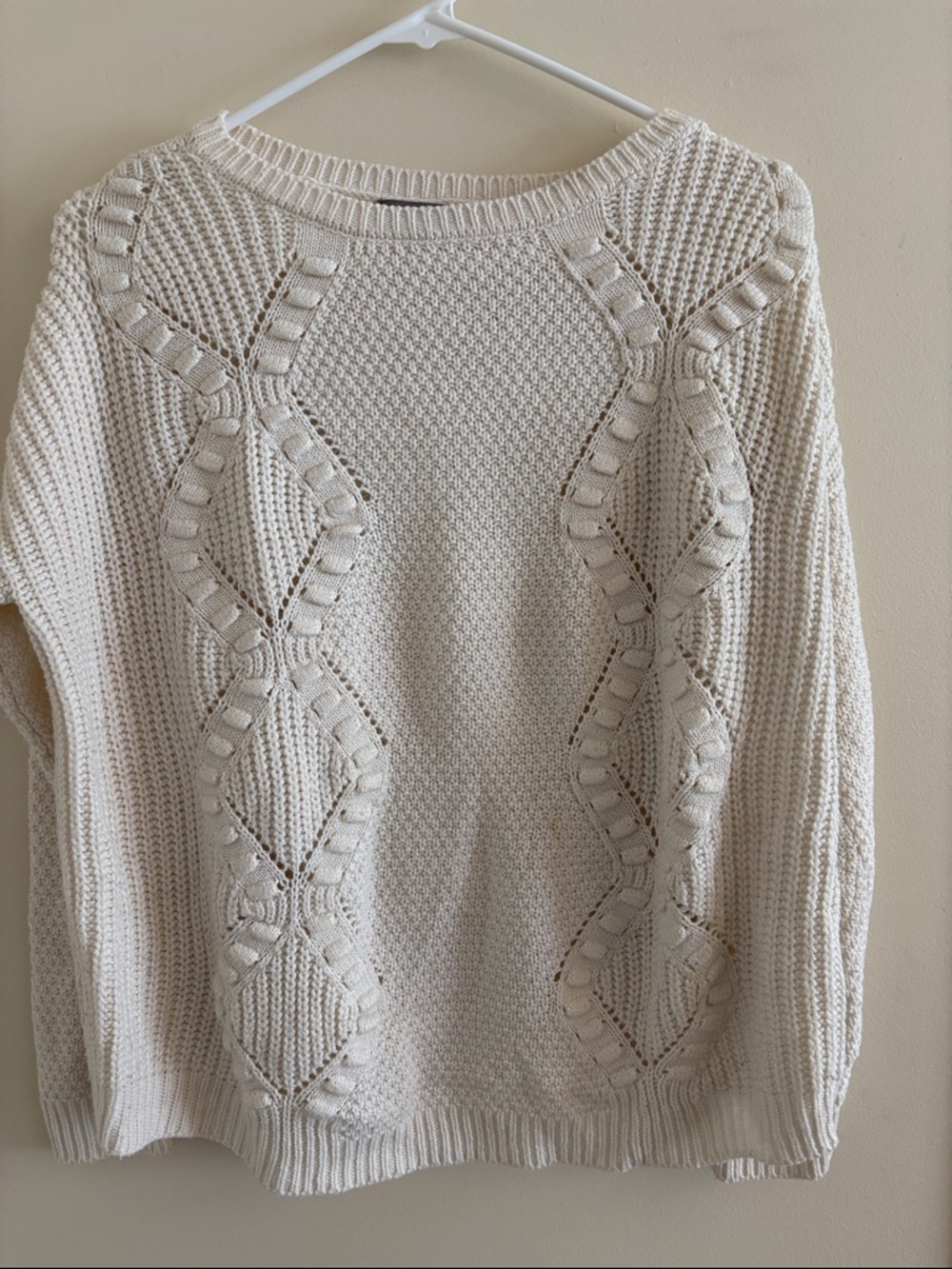 Women's Cream Cable-Detail Crewneck Sweater